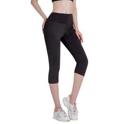 Womens Plain 3/4 Leggings Cropped Basic Workout Yoga Active Casual Capri Pants